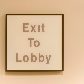 Exit to lobby sign