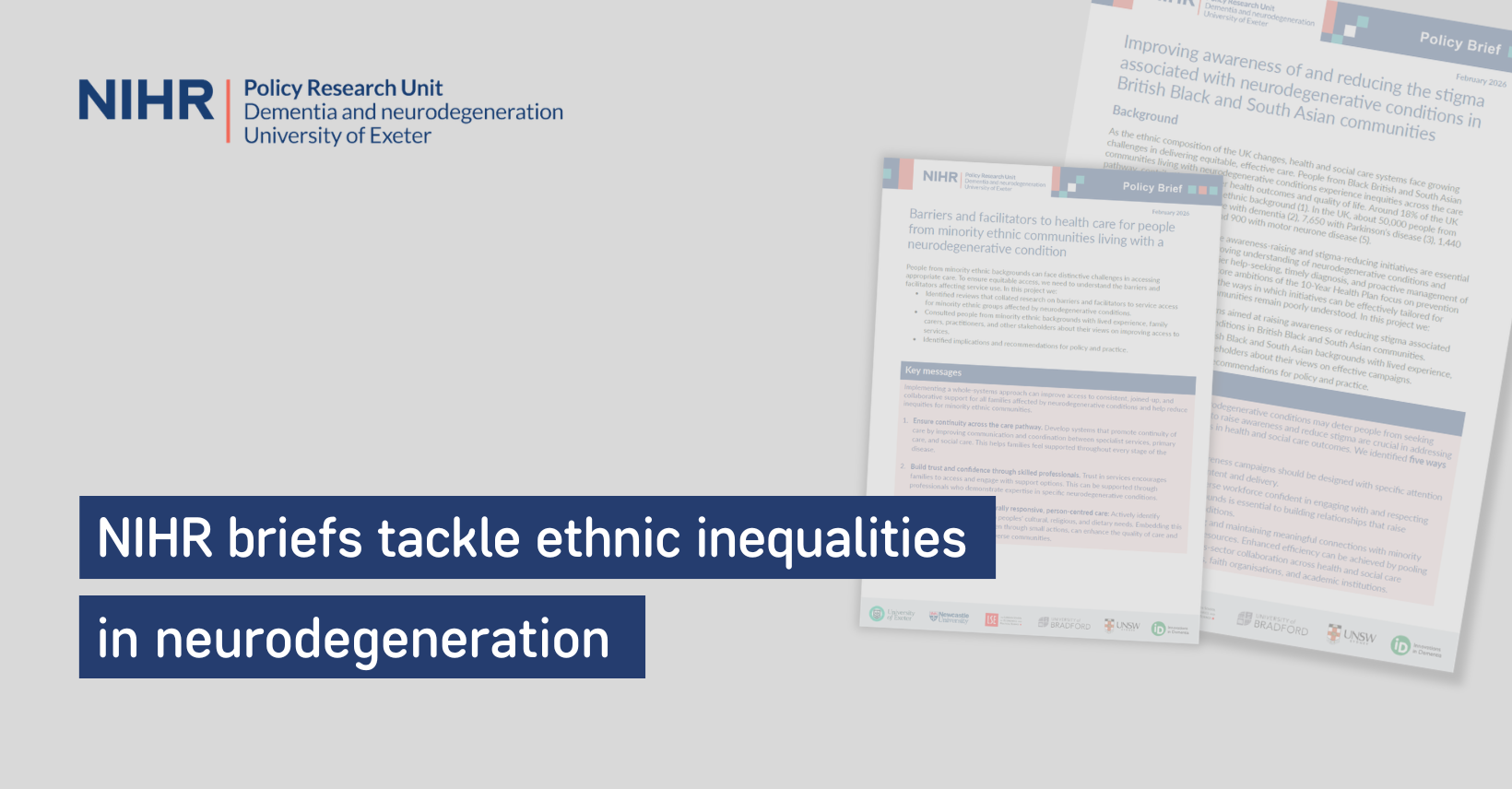 NIHR briefs tackle ethnic inequalities in neurodegeneration