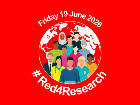 Red4Research emblem: diverse healthcare workers around a globe with the date Friday 19 June 2026.