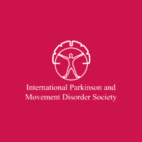International Congress of Parkinsons Disease and Movement Disorders - DEMENTIA RESEARCHER Logo of the International Parkinson and Movement Disorder Society: white emblem of a person inside a gear on a pink/magenta background with the organization’s name below.