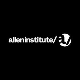 Allen Institute logo in white on a black background, featuring lowercase text and a circular 'ai' emblem.