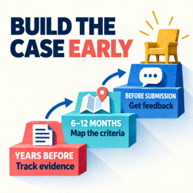 Build the case early A three-step path towards an academic chair: track evidence years before applying, map the criteria six to twelve months ahead, and get feedback before submission.
